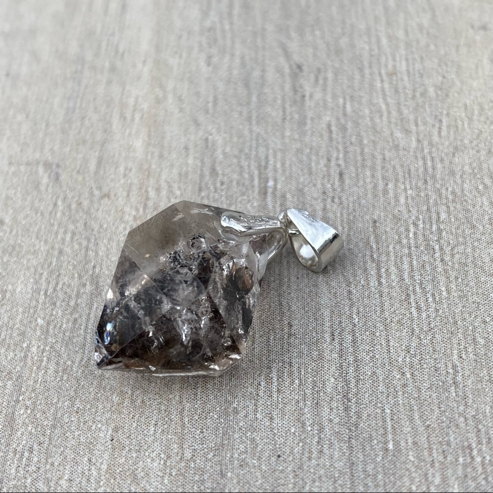 Herkimer Diamond Necklace Pendant 925 Silver Crystal